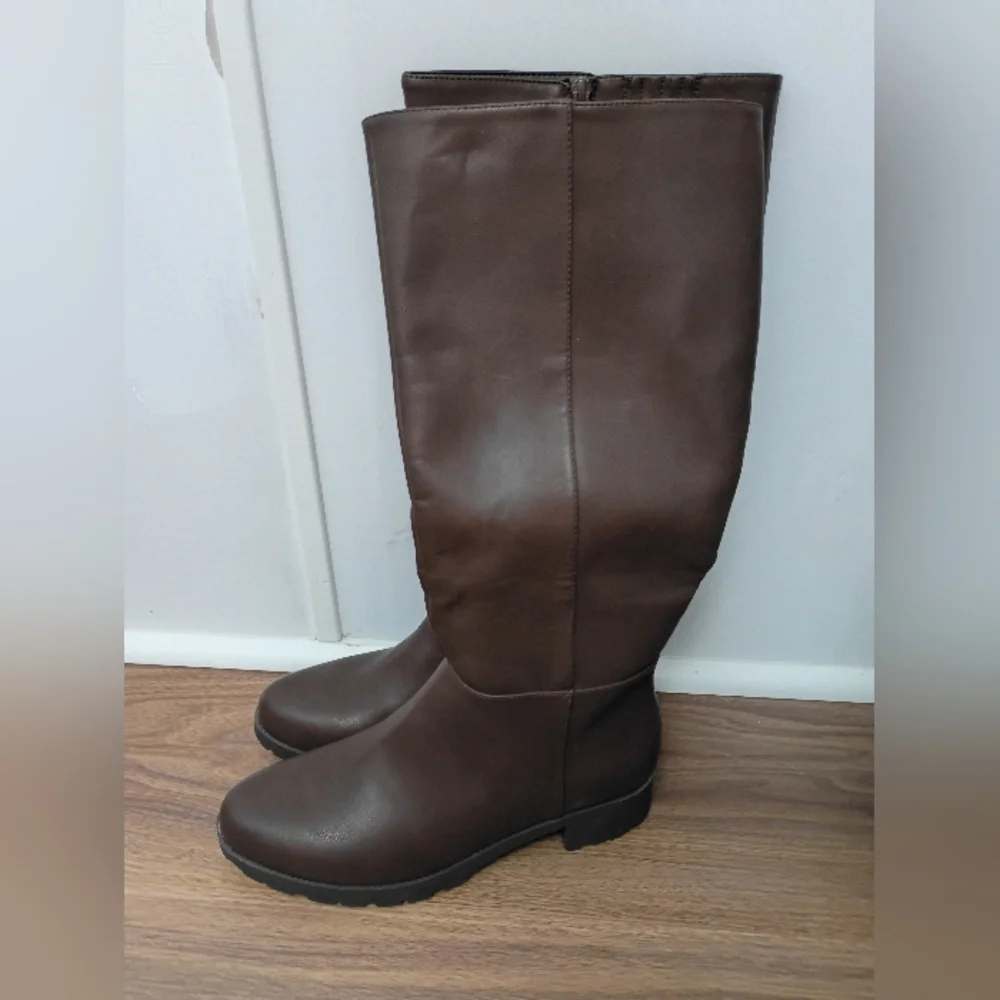 Brown Leather Knee-High Boots